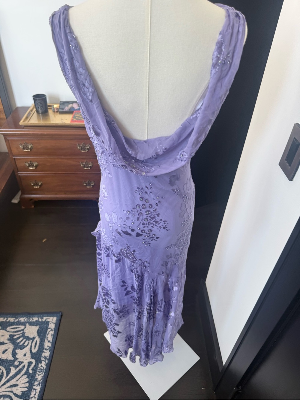 lilac 90s Vixen 100% silk Bias cut dress - Picture 5 of 9
